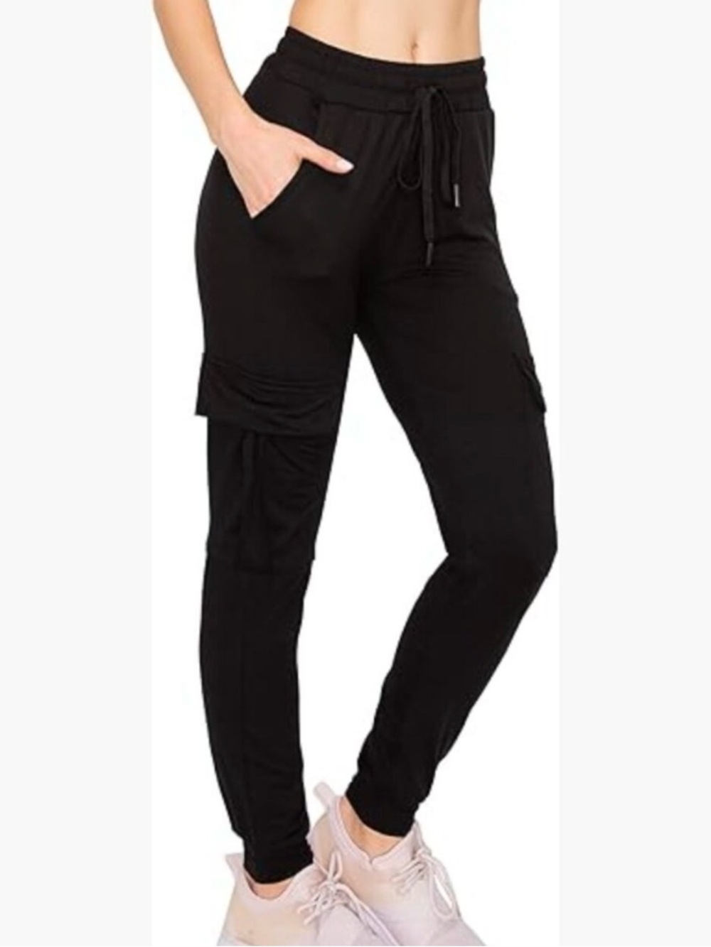 Rachel Zoe Black Drawstring Cargo Joggers Lux Soft Stretch Fabric XS Athleisure